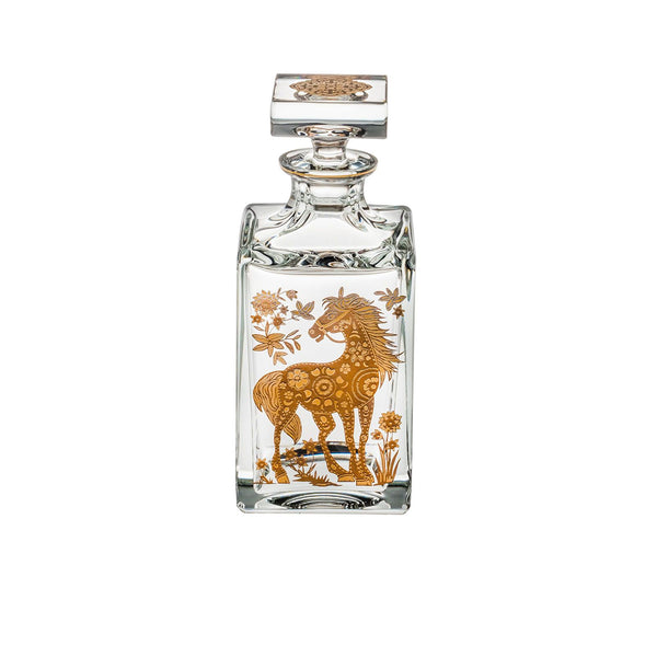 VISTA ALEGRE GOLDEN - WHISKY DECANTER WITH GOLD HORSE